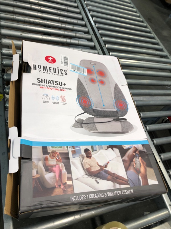 Photo 1 of Homedics Shiatsu + Kneading & Vibration Massage Cushion with Heat, Deep Kneading, Handheld Remote, Lumbar Vibration Waves, 3 Massage Zones, Upper, Lower, Full Back, Fits Most Chairs, Premium Fabric