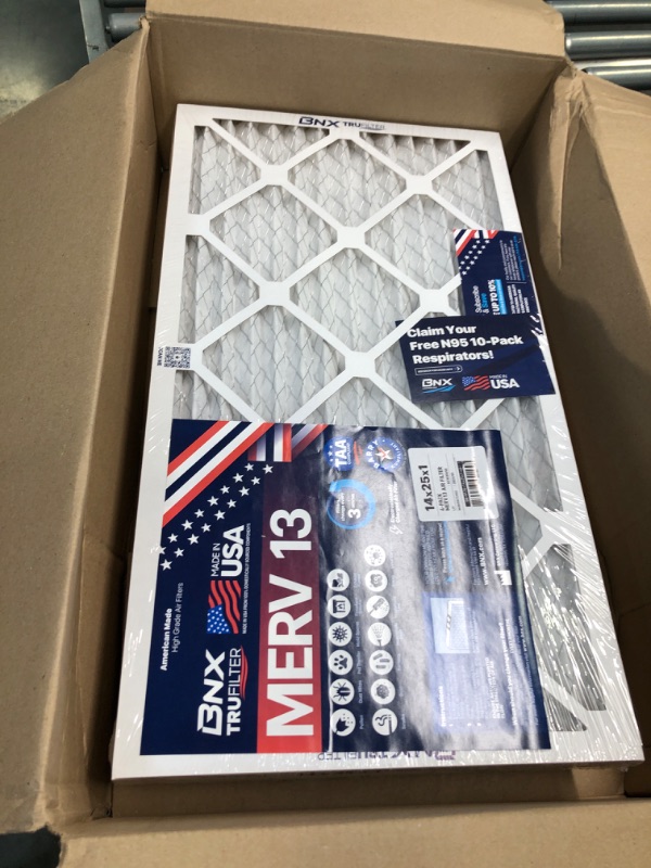 Photo 2 of BNX 14x25x1 MERV 13 Air Filter 4 Pack - MADE IN USA - Electrostatic Pleated Air Conditioner HVAC AC Furnace Filters - Removes Pollen, Mold, Bacteria, Smoke 14x25x1 4-Pack