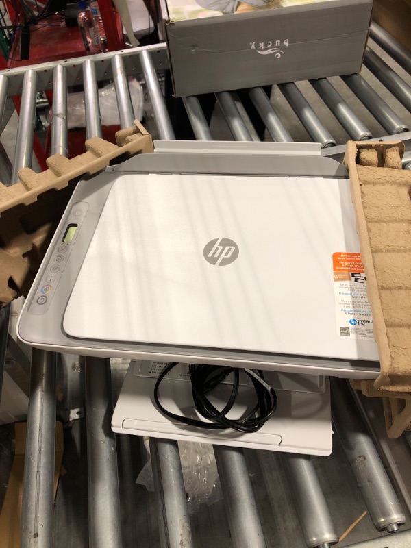 Photo 1 of HP DeskJet 2755e Wireless Color All-in-One Printer with bonus 6 months Instant Ink (26K67A), white