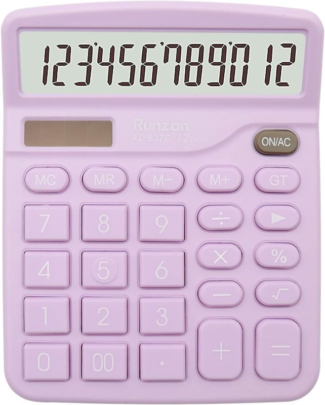 Photo 1 of Purple Calculator, UPIHO Basic Office Calculator, Desktop Calculator 12 Digit with Large LCD Display for Purple Office Supplies with Sensitive Button, Purple Desk Accessories, School Supplies
