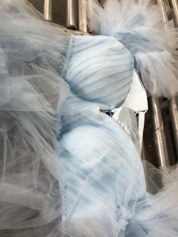 Photo 1 of MASHENGYUE Ruffles Puffy Tulle Maternity Dress for Photoshoot Gown Long Bridal Baby Shower Pregnancy Robe-3XL BABY BLUE