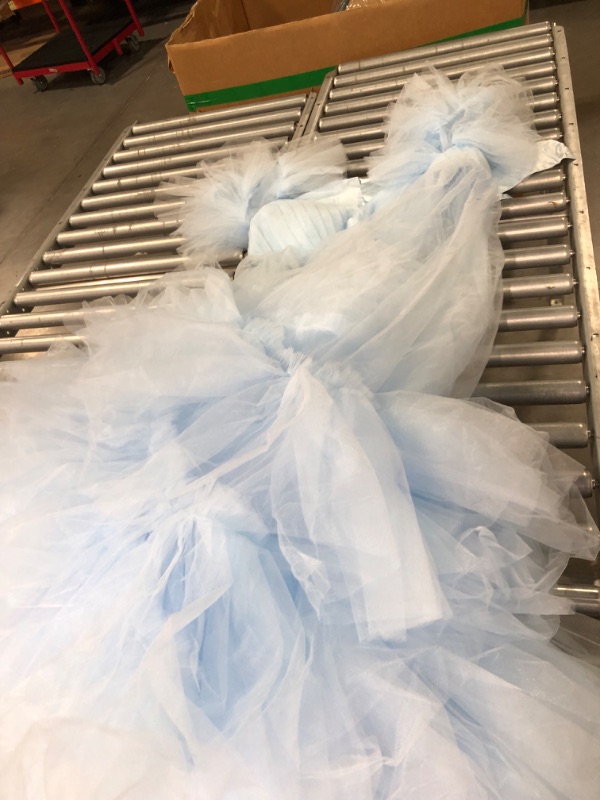 Photo 1 of MASHENGYUE Ruffles Puffy Tulle Maternity Dress for Photoshoot Gown Long Bridal Baby Shower Pregnancy Robe-3XL BABY BLUE
