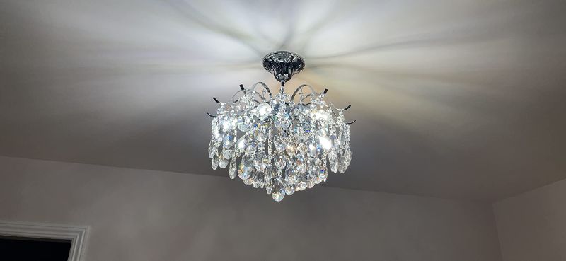 Photo 1 of AGV LIGHTING CH012G K9 Crystal Chandelier, Raindrop Chandelier Crystals Light, Modern Pendant Chandelier Lighting, E12 Base 6-Lights, Shine CHTOME Finish
