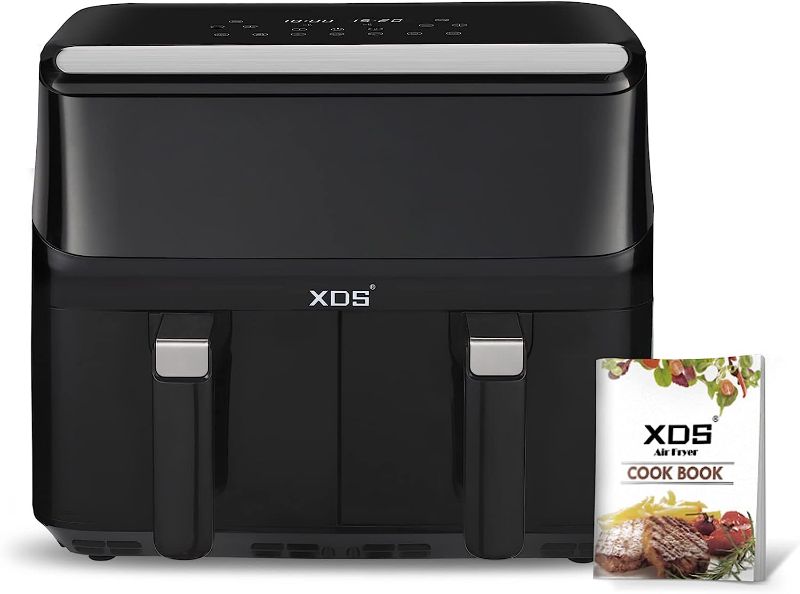 Photo 1 of XDS 8-quart Dual Basket Air Fryer with Visible Cooking Windows, 6-in-1 Air Cooker for Roast, Bake, Dehydrate, Reheat & more, 2 Independent Frying Baskets, Digital Touchscreen and Dishwasher-Safe Baskets
