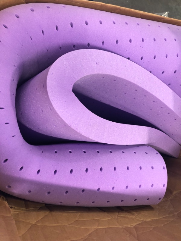 Photo 3 of 3 Inch Gel Memory Foam Mattress Topper Ventilated Soft Mattress Pad, Bed Topper, CertiPUR-US Certified, Purple