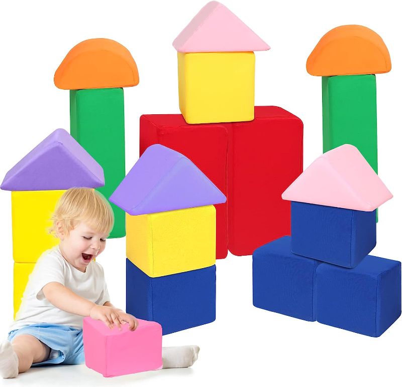 Photo 1 of MODEREVE Foam Blocks for Toddlers, Soft Building Blocks for Toddlers Colorful Stacking Blocks for Kids