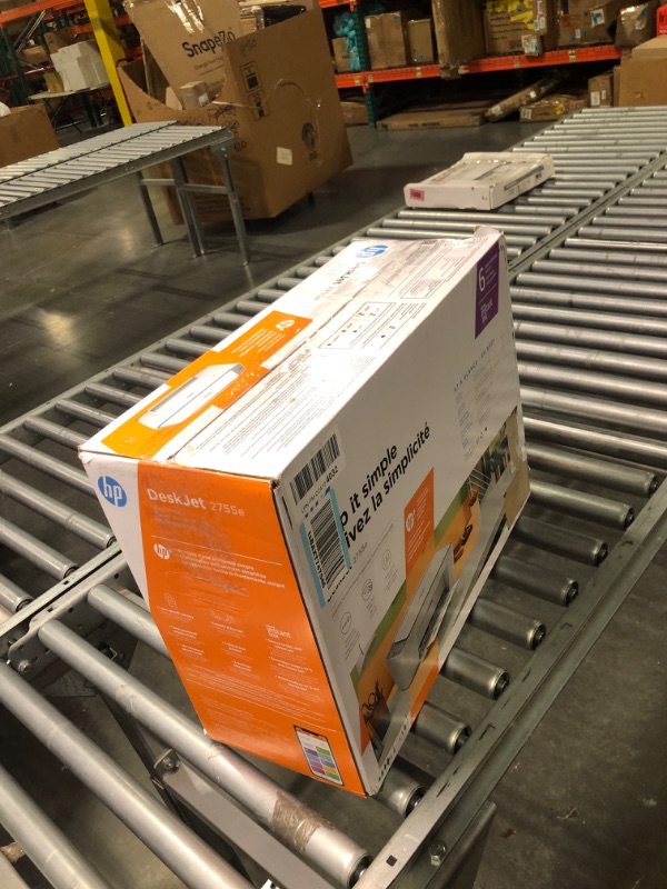 Photo 1 of HP DeskJet 2755e Wireless Color All-in-One Printer with bonus 6 months Instant Ink (26K67A), white