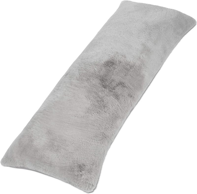 Photo 1 of Milliard Full Body Pillow with Shredded Memory Foam | Long Pillow for Sleeping 20x54 | Ultra Soft and Plush Faux Fur Removable Cover (Grey)