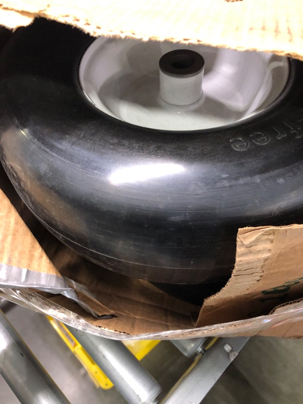 Photo 4 of WEIZE 11x4.00-5 Flat Free Tire with Rim, 5" Centered Hub, 0.75" Bushing, 11x4-5 Lawn Mower Tire, 350lbs Capacity, Set of 2 (Not Fit Hustler, Cub Cadet, Craftsman Zero Turn Mower, Fit F935) 11x4-5-Flat-with rim