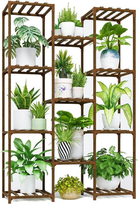Photo 1 of Bamworld Plant Stand Tall Large Plant Shelves Holder Wood for Living Room Outdoor Plant Rack Indoor Multiple Plants Patio Balcony Garden