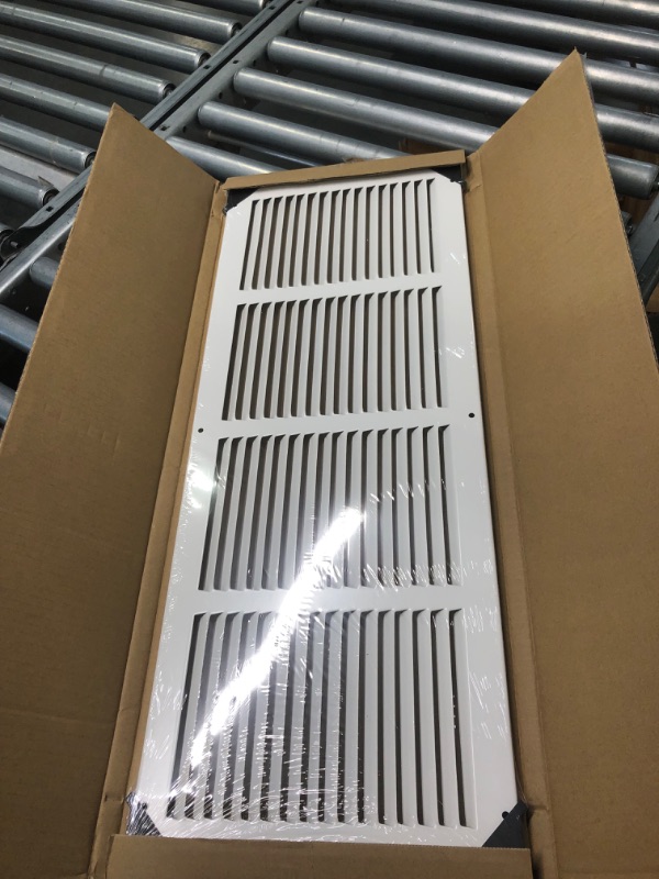 Photo 3 of 24"W x 8"H [Duct Opening Measurements] Steel Return Air Grille | Vent Cover Grill for Sidewall and Ceiling, White | Outer Dimensions: 25.75"W X 9.75"H for 24x8 Duct Opening 24"W x 8"H [Duct Opening]