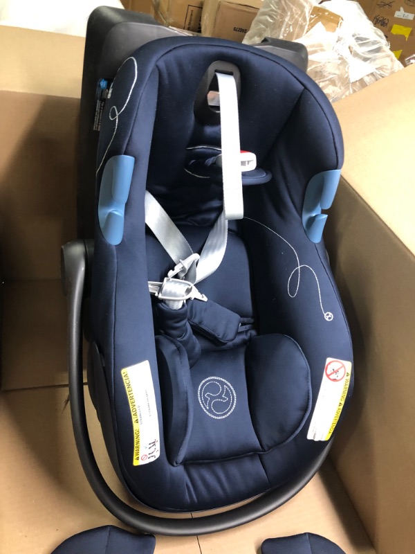 Photo 3 of Cybex Aton G Infant Car Seat with Linear Side-Impact Protection, 11-Position Adjustable Headrest, in-Shell Ventilation, Easy-in Buckle and Secure Safelock Base, Ocean Blue Car Seat Ocean Blue