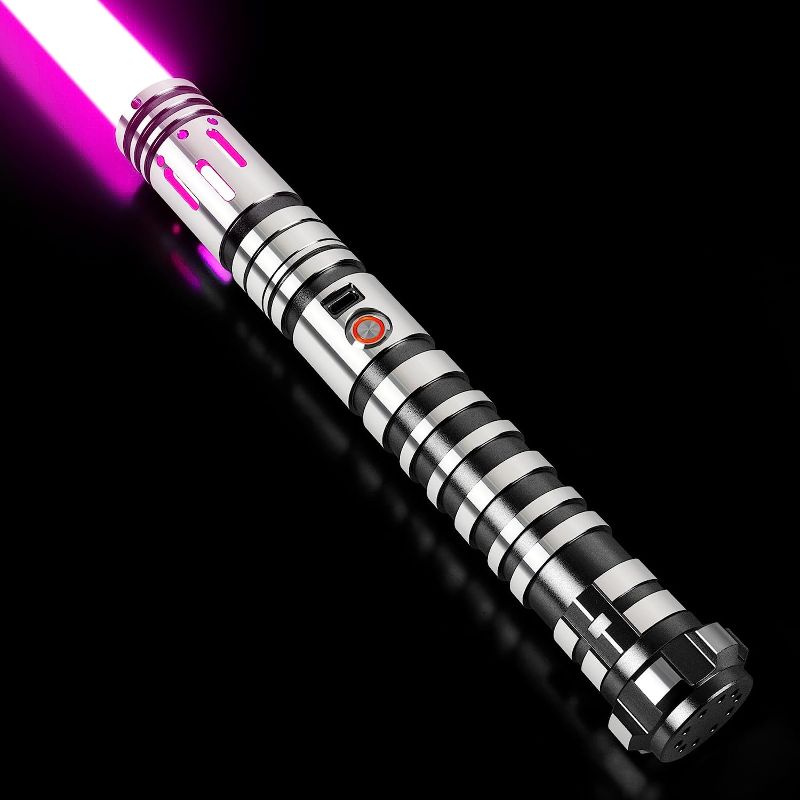 Photo 1 of ELESKOCO Heavy-Duty Lightsaber Smooth Swing Light Sabers - Motion Control FX Light Sabers with 12 Sound Fonts, RGB 16 Colors Changing, Metal Hilt for Adults Teens Heavy Dueling, USB-C Recharge, Black