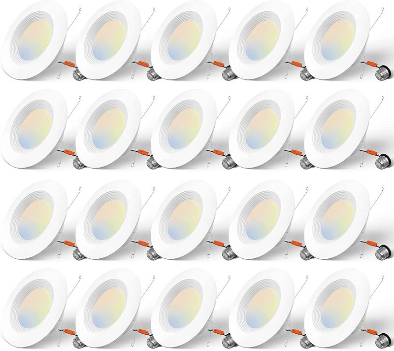 Photo 1 of Amico 5/6 inch 5CCT LED Recessed Lighting, Dimmable, IC & Damp Rated, 12.5W=100W, 950LM Can Lights with Baffle Trim, 2700K/3000K/4000K/5000K/6000K Selectable, Retrofit Installation - ETL & FCC ( pack of 4)