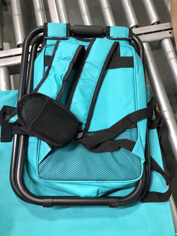 Photo 1 of Back Pack Chair or Cooler Chair, Portable Lightweight Stool for Fishing Essentials, Field Concert Seat, Cool Gear Travel, Ultralight Camp Stool, Hiking, Fishing Backpack for Women, Teal One Savvy Girl