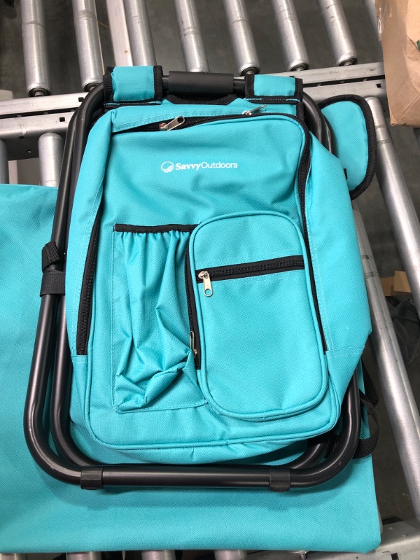Photo 1 of Back Pack Chair or Cooler Chair, Portable Lightweight Stool for Fishing Essentials, Field Concert Seat, Cool Gear Travel, Ultralight Camp Stool, Hiking, Fishing Backpack for Women, Teal One Savvy Girl