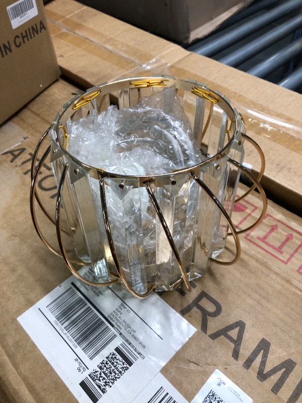 Photo 2 of 2 Pack Semi Flush Mount LED Ceiling Light Fixtures Small Crystal Ceiling Lights Chandelier Farmhouse Industrial Metal Cage Industrial Ceiling Lighting Fixture for Hallway Porch Entryway Foyer Bathroom Gold-Ceiling 2 Pack