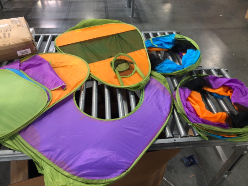 Photo 1 of Playz 5-Piece Kids Pop up Play Tent Crawl Tunnel and Ball Pit with Basketball Hoop Playhouse for Boys, Girls, Babies, and Toddlers (Purple, Orange, Yellow, Red, Blue)