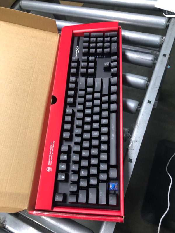 Photo 3 of HyperX Alloy Origins - Mechanical Gaming Keyboard, Software-Controlled Light & Macro Customization, Compact Form Factor, RGB LED Backlit - Clicky HyperX Blue Switch, Black Full Size HyperX Blue Keyboard