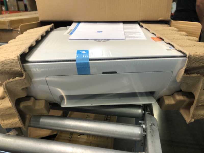 Photo 1 of HP DeskJet 2755e Wireless Color All-in-One Printer with bonus 6 months Instant Ink (26K67A), white