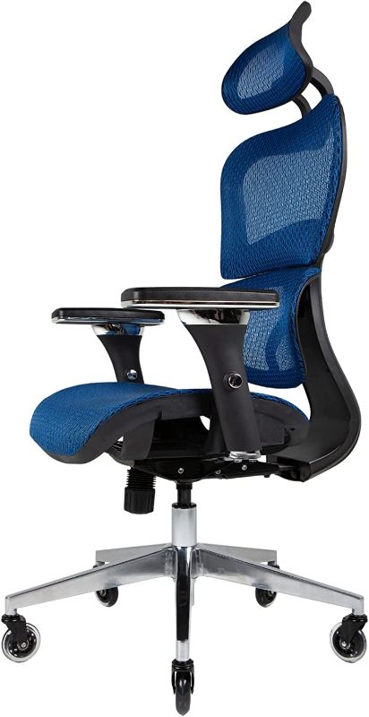 Photo 1 of ***FOR PARTS ONLY*** NOUHAUS ErgoFlip Mesh Computer Chair - Rolling Desk Chair with Retractable Armrest and Blade Wheels Ergonomic Office Chair, Desk Chairs, Executive Swivel Chair, Reinforced Base (Blue)