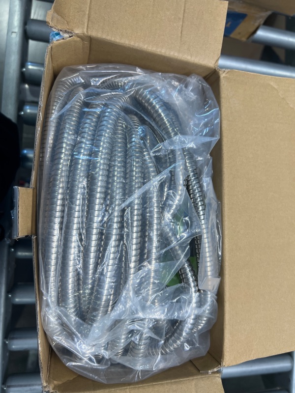 Photo 1 of 360Gadget Metal Garden Hose - 100ft Heavy Duty Stainless Steel Water Hose with 8 Function Sprayer & Metal Fittings, Flexible, Lightweight, No Kink, Puncture Proof Hose for Yard, Outdoors, Rv 100.0 Feet