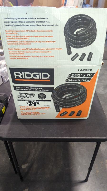 Photo 1 of 2-1/2 in. x 20 ft. Dual-Flex Tug-A-Long Locking Vacuum Hose for RIDGID Wet/Dry Shop Vacuums