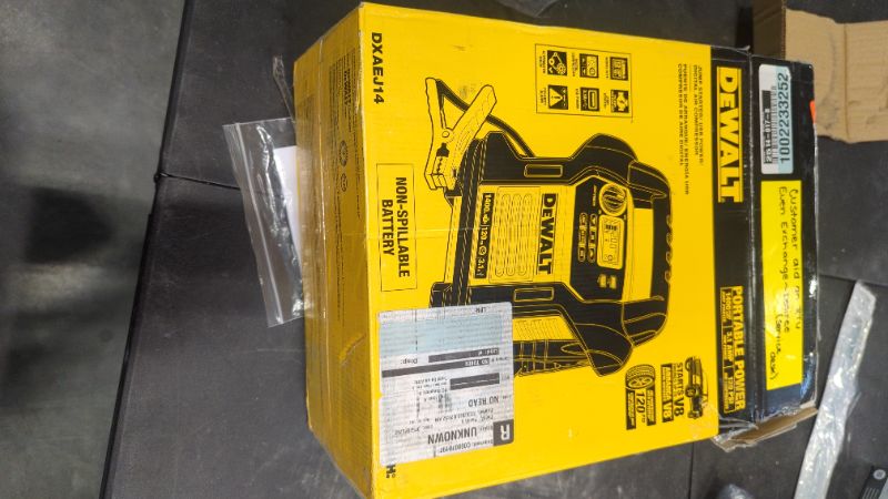 Photo 2 of DEWALT DXAEJ14 Digital Portable Power Station Jump Starter: 1400 Peak/700 Instant Amps, 120 PSI Digital Air Compressor, 3.1A USB Ports, Battery Clamps , Yellow