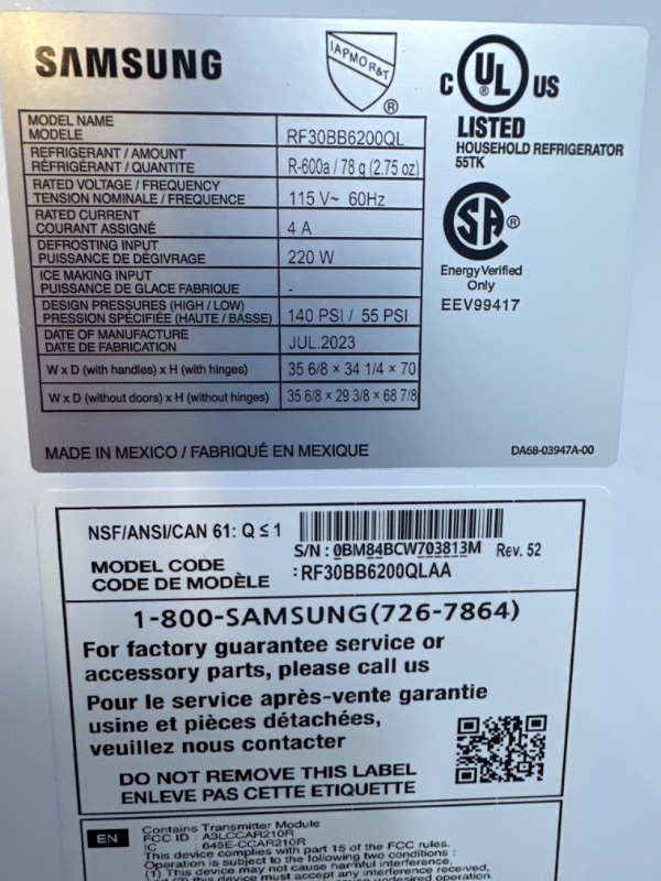 Photo 12 of Bespoke 3-Door French Door Refrigerator (30 cu. ft.) with AutoFill Water Pitcher in Stainless Steel RF30BB6600QLAA