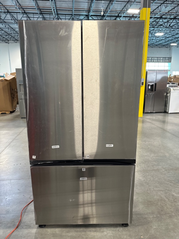 Photo 1 of Bespoke 3-Door French Door Refrigerator (30 cu. ft.) with AutoFill Water Pitcher in Stainless Steel RF30BB6600QLAA