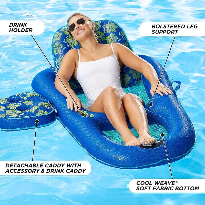 Photo 1 of 
Aqua Campania Ultimate 2-in-1 Pool Float Lounge – Extra Large – Inflatable Pool Floats for Adults with Adjustable Backrest & Cupholder Caddy – Multiple Colors
