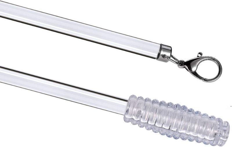 Photo 1 of 2 Pack - 30 inches Clear Acrylic Universal Drapery Pull Rod Wand with Metal Snap, 1/2 Inch Wide (30”)