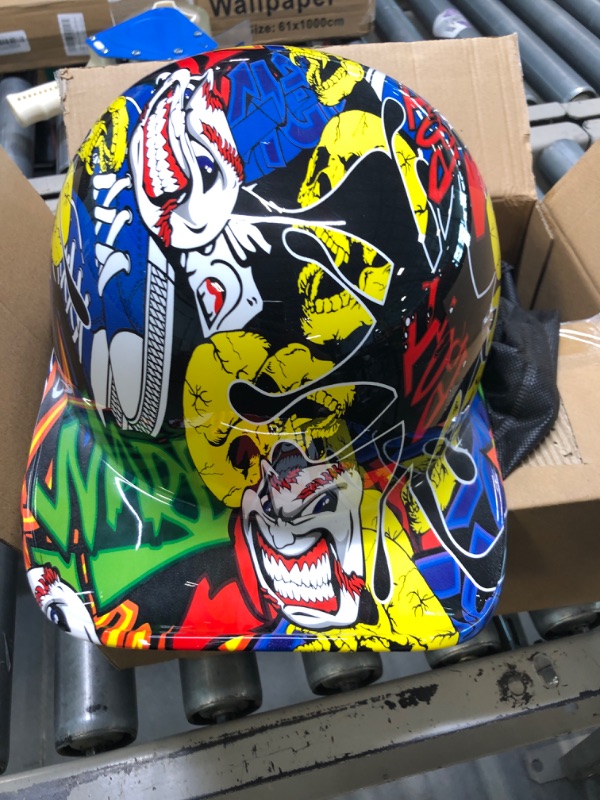 Photo 1 of Yesmotor Baseball Style Cap Motorcycle Helmet Unisex-Adult - DOT Approved (Painting,M)
