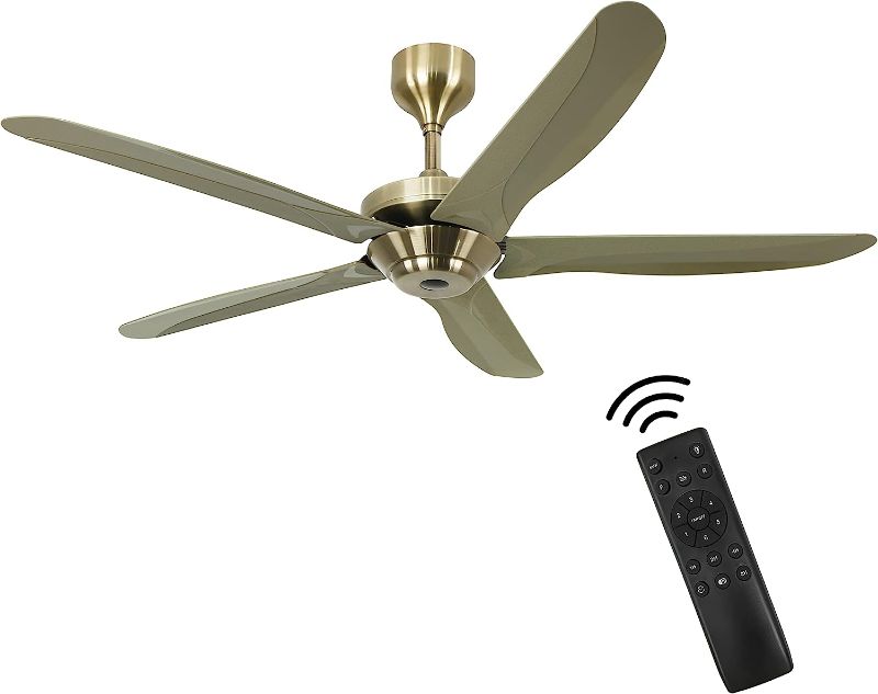 Photo 1 of Ceiling Fan without Light for Patio Porch Outdoor - 56" Modern Gold Ceiling Fan with Remote Control, Noiseless DC Motor, Timing, 6 Speeds - Indoor Ceiling Fan for Living Room Bedroom Shop Garage

