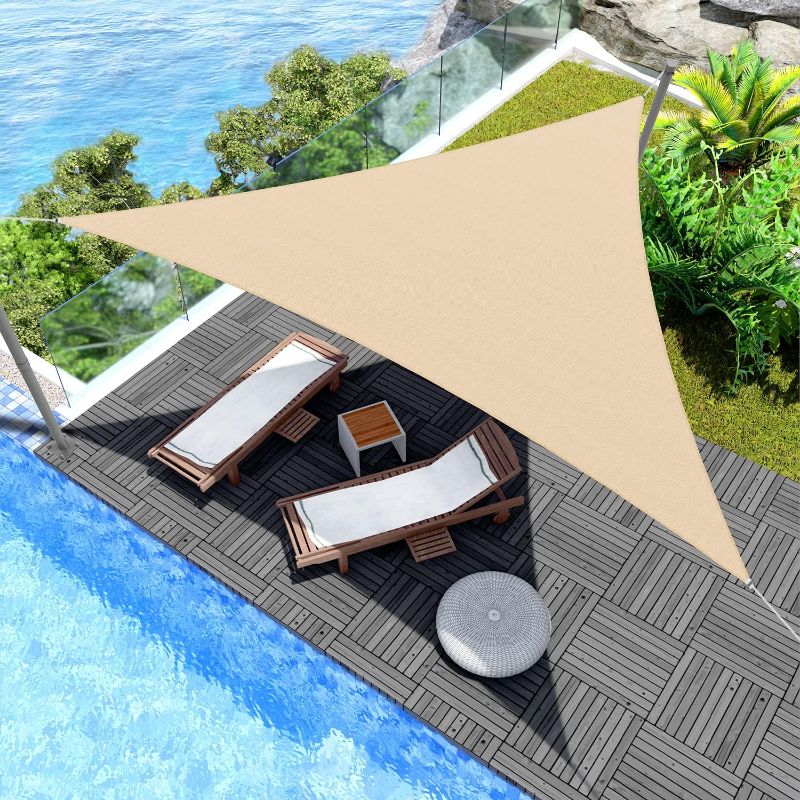 Photo 1 of  7' x 7' x 7' Sun Shade Sail UV Block Fabric Canopy in Sand Triangle for Patio Garden Patio Customized Sizes
