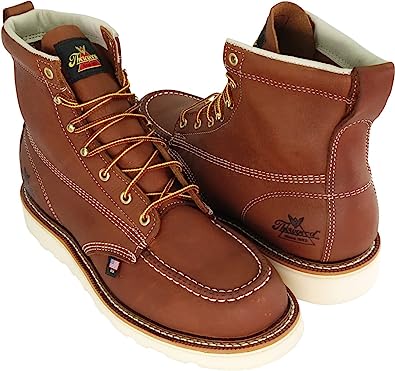 Photo 1 of Thorogood American Heritage 6” Moc Toe Work Boots for Men - Soft Toe, Premium Full-Grain Leather with Slip-Resistant Wedge Outsole and Comfort Insole; EH Rated
