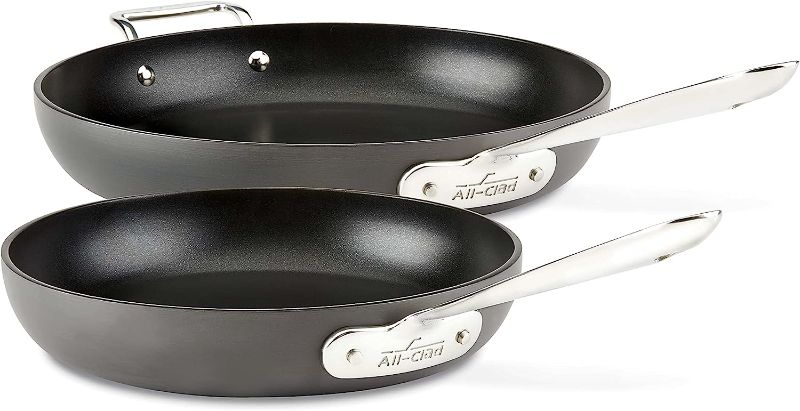 Photo 1 of All-Clad HA1 Hard Anodized Nonstick 2 Piece Fry Pan Set 10, 12 Inch Induction Pots and Pans, Cookware Black