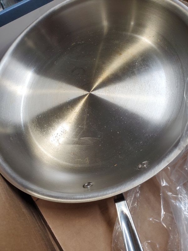 Photo 3 of All-Clad D3 Stainless Cookware, 12-Inch Fry Pan With Lid, Tri-Ply Stainless Steel, Professional Grade, Silver