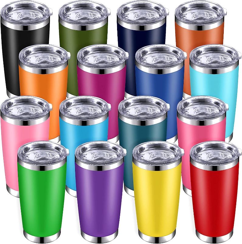 Photo 1 of 16 Packs Stainless Steel Skinny Tumblers with Lids