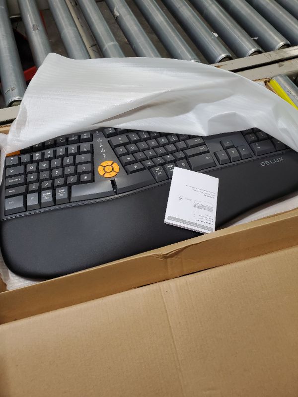 Photo 1 of DeLUX Wireless Ergonomic Keyboard - Ergo Split Keyboard with Palm Rest for Natural Typing, 2.4G and Bluetooth, Full-Size, US Layout - Compatible with Windows and Mac OS (GM905, Graphite)