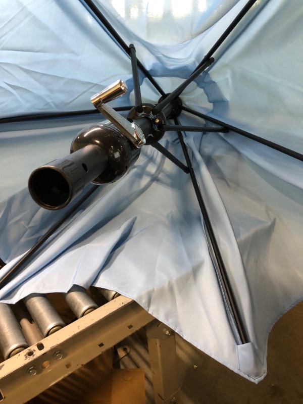 Photo 3 of 9 ft. Aluminum Market Crank and Tilt Patio Umbrella in Haze Blue