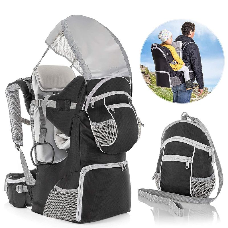 Photo 1 of Back Baby Carrier with Sun Protection, Strap, Children's Backpack and Storage Compartments, for Hiking with Baby and Toddler