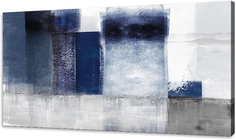 Photo 1 of 
HUADAOART Abstract Artwork for Wall Decor Blue and Gray Abstract Wall Art Canvas Prints for Living Room Bedroom Office Wall Decor Home Decor Canvas Wall Art