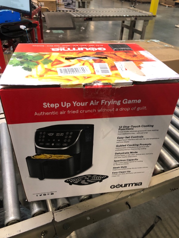 Photo 1 of Gourmia Air Fryer Oven Digital Display 7 Quart Large AirFryer Cooker 12 Touch Cooking Presets, XL Air Fryer Basket 1700w Power Multifunction GAF716 Black and Stainless Steel Accents FRY FORCE 360°
