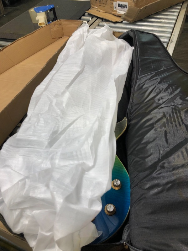 Photo 1 of Leo Jaymz 39” Electric Guitar Les Paul Style - Mahogany Body and Neck - Curved top Exquisite Flame Maple Veneer - Newly upgraded Alnico V Pickups, Powerful and Pure (Beach)