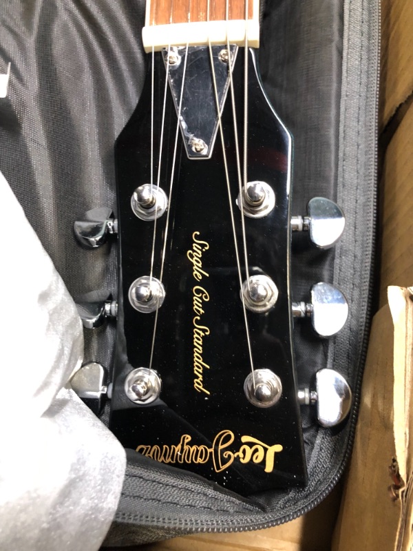 Photo 1 of Leo Jaymz 39” Electric Guitar Les Paul Style - Mahogany Body and Neck - Curved top Exquisite Flame Maple Veneer - Newly upgraded Alnico V Pickups, Powerful and Pure (Beach)