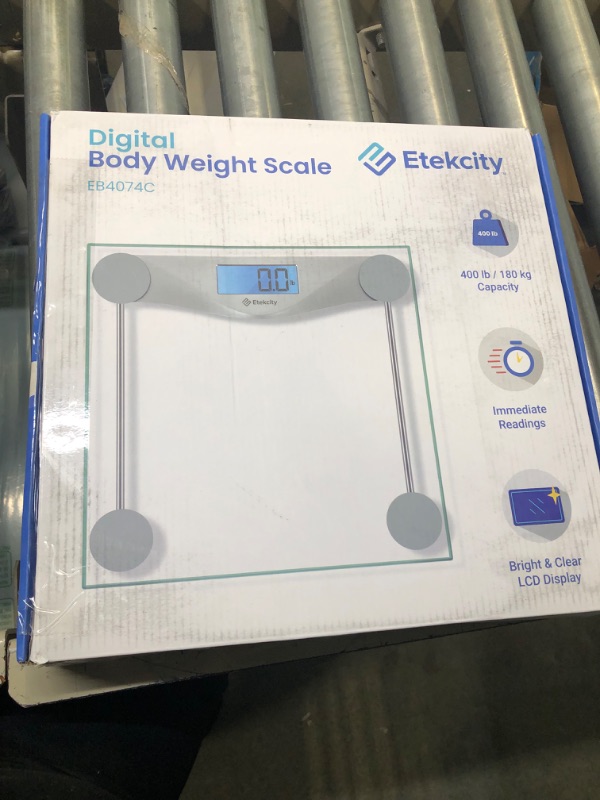Photo 2 of Etekcity Digital Body Weight Bathroom Scale, Large Blue LCD Backlight Display, High Precision Measurements,6mm Tempered Glass, 400 Pounds Non Smart Silver