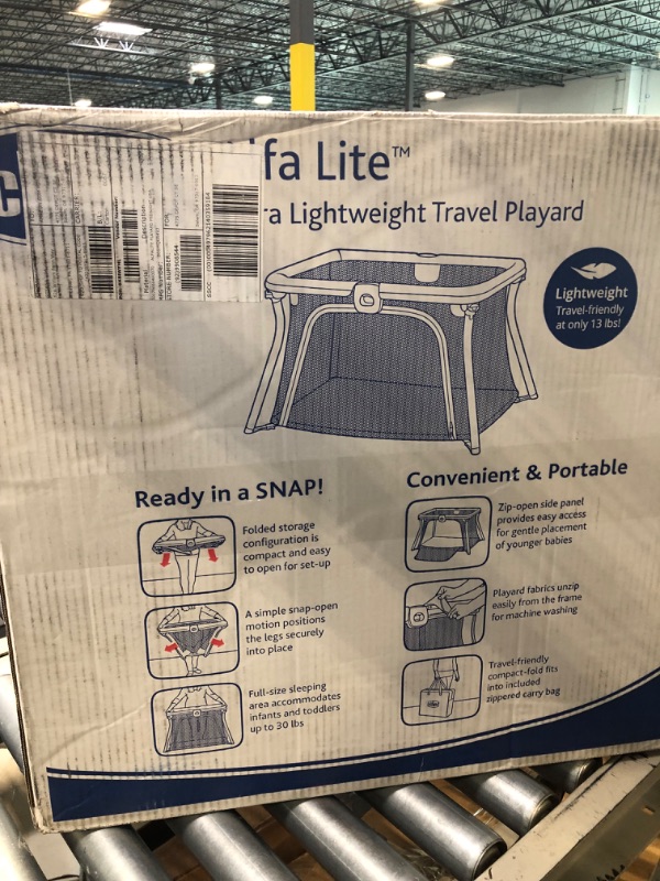 Photo 2 of Chicco Alfa Lite® Lightweight Travel Playard, Portable Playpen for Babies and Toddlers, Snap-Open/Compact Fold Design,13 lbs., Baby Travel Essential | Midnight/Navy