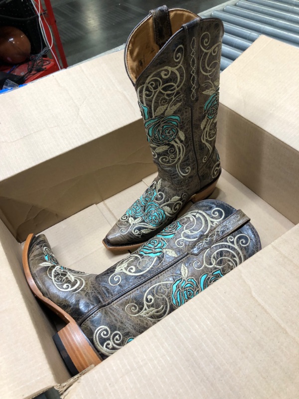 Photo 4 of Soto Boots Turquoise Rose Country Cowgirl Boots 