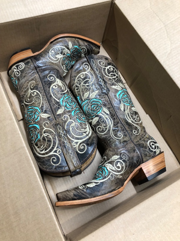 Photo 3 of Soto Boots Turquoise Rose Country Cowgirl Boots 